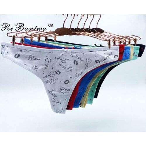 Wholesale 10pcs/lot Sexy g-strings Bikini Printed Panties Thongs T Back Pants Women Underwear Cotton G string Ladies Tangas