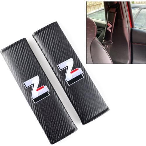 Car Seat Belt Cover for Hyundai N logo Performance I30 Kona Veloster Elantra auto styling Amblems carbon fiber case Accessories