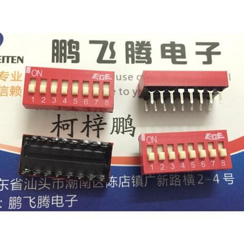 Original new 100% import EDS108S03Z dial switch 8-bit piano key flat dial 2.54mm spacing red