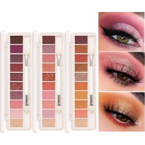 FOCALLURE 10 Color Sparkling Pigmented Eye Shadow Palette Makeup Beauty Cosmetic