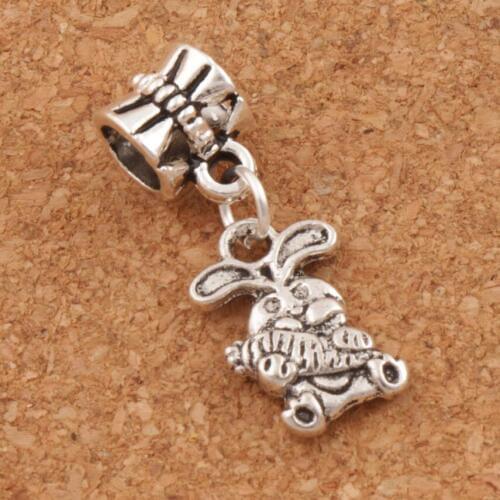 The Easter Bunny Rabbit Carrot Charm Beads 9.8x25.5mm 22pcs zinc alloy Fit European Bracelets Jewelry DIY B059 LZ