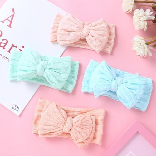 Bownot Headband For Baby Girl Solid Color Hairband 16*9cm Soft Nylon Head Wrap 100% Handmade Candy Color Band 2020 Hot Promotion