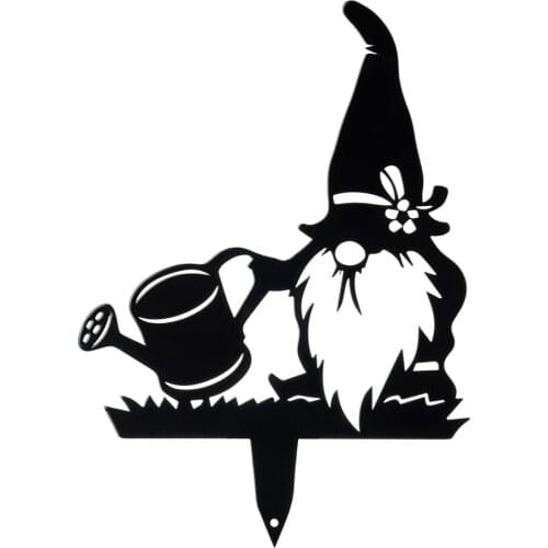 Garden Statue Ground Plug Gardening Ornaments Hollow Card Metal Gnomes Cute Stainless Steel Home Lawn Yard Decor