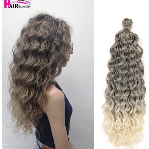 18 Inch Hawaii Curl Hairstyle Ocean Wave Crochet Braid Hair Natural Synthetic Braiding Hair Extensions For Women Hair Expo City