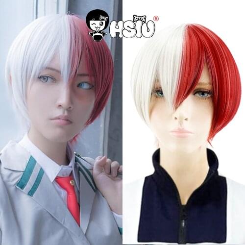 HSIU NEW High quality Shoto Todoroki Cosplay Wig My Hero Academy Costume Play Wigs Halloween Costumes Hair free shipping
