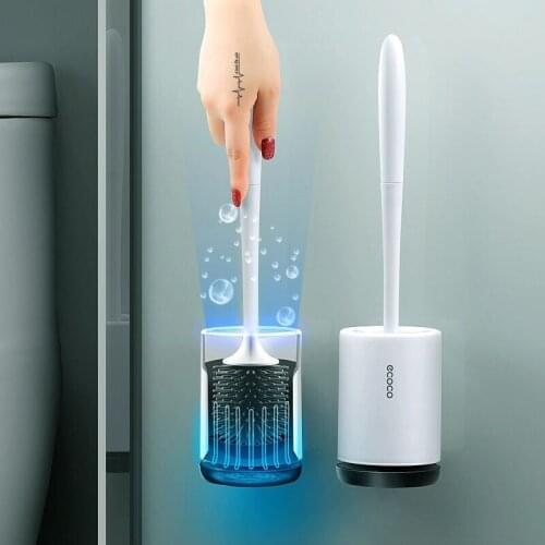 Silicone Toilet Brush Deep Cleaner Soft Bristle Bathroom Toilet Brush Holder Set Wall Hanging Household Flexible Cleaning brush