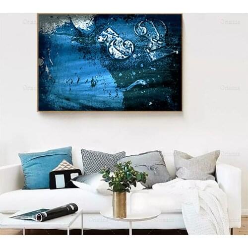 Blue Canvas Art Posters and Prints Abstract Painting Nordic Minimalism Wall Pictures for Living Room Modern Home Decor