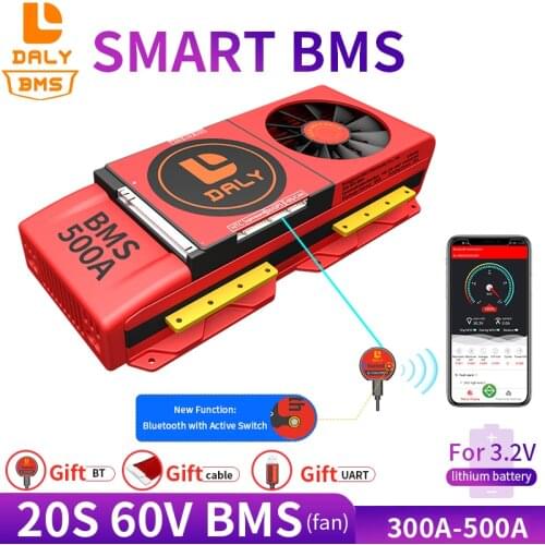 Smart BMS 20S 60V 300A 400A 500A Bluetooth 485 to USB device CAN NTC UART software Li-on Battery protection Board BMS With Fan