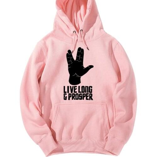 Spock Hand gesture Live Long And Prosper Sheldon Bazinga TBBT Man Boys Hoodie Couple Clothes Autumn Winter Fleece ZIIART