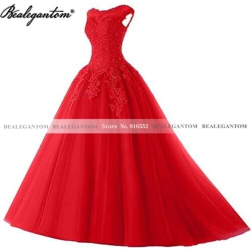 In Stock Quinceanera Dresses 2021 Bealegantom Puffy Party Prom Lace Ball Gown Crystal Beaded Plus Size Sweet 16 Gowns QD28