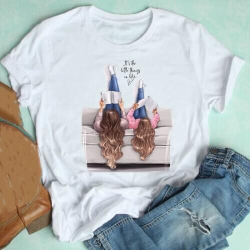 Women Short Sleeve 2021 Trend Style Watercolor Love 90s Cartoon Mom Mother Clothes Print Tshirt Female Tee Top Graphic T-shirt