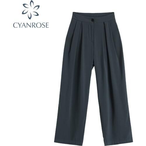 Pants Women 2020 Korean Loose Leisure Wide Leg Female High Waist Simple All-match Trendy Autumn Casual Style Daily Trousers