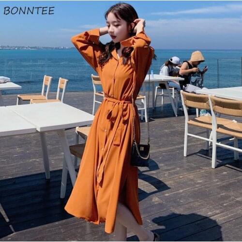 Dress Women Long Sleeves Sashes Temperament Holiday Midi Maxi Fashion Leisure French Female Clothing Chic High Waist Retro Soft