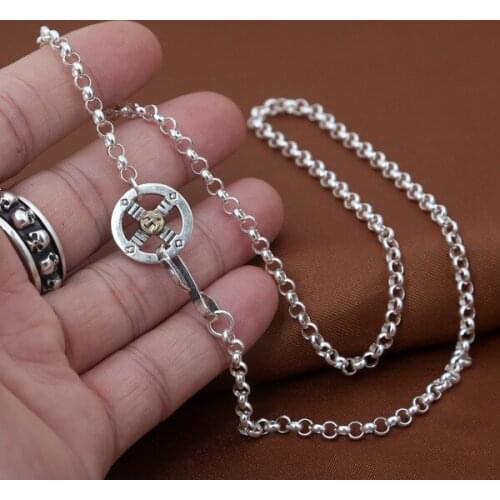 Starfield S925 Sterling Silver Retro Thai Silver Takahashi Goro Handmade Eagle Hook Card Buckle Necklace Men Women