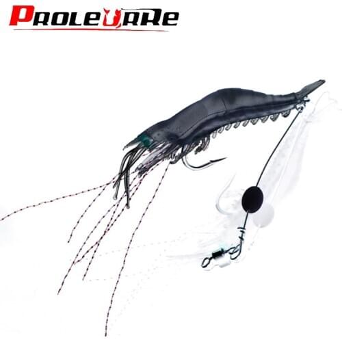 1Pcs Quality Luminous Soft Fishing Lure 75mm 5.5g Fake Shrimp Floating Shaped Lure Hook Bait Bionic Artificial Shrimp with Hook
