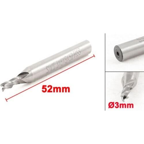 Milling Cutter Tool Straight End Mill 3mm x 6mm x 8mm x 52mm 3-Flute Silver Tone 10pcs