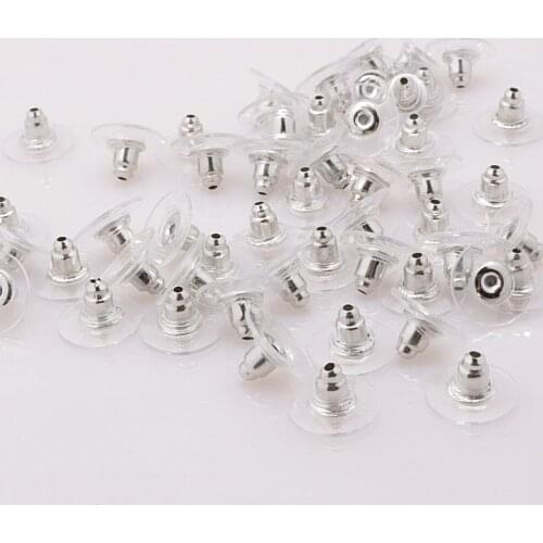 100pcs Silicone Earring Backs Rubber Ear Stoppers Eco-friendly Plastic Ear Backs Round Ear Plug Blocked Caps Earrings Back