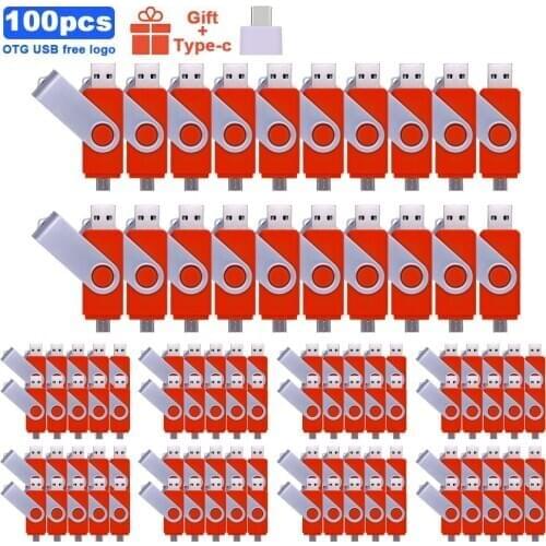 100pcs/lot free logo metal OTG USB Flash Drive Pen Drive 128GB 64GB 32GB 16GB 8gb 4gb USB Stick 2.0 Pendrive menory stick gift