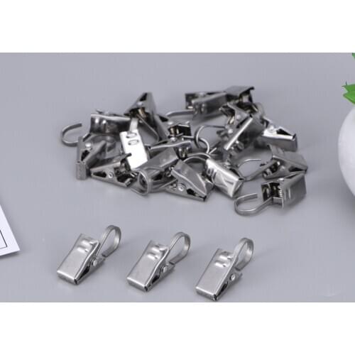 20PCS Rustproof Drapery Ring Satin Nickel Curtain Clips With Hook Curtain Clip Hook Curtain Accessories