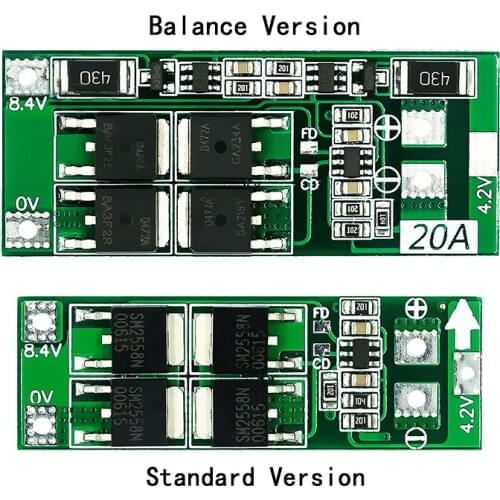 2S 20A 7.4V 8.4V 18650 Lithium battery protection board/BMS board standard/balance