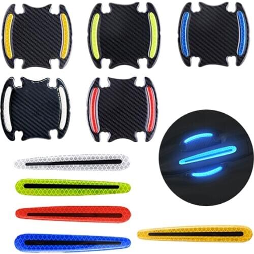 4x 3D Tape Reflector Car Reflective Sticker Warning Bumper Strip Door Handle Bowl Cover Safety Car Sticker Exterior Accessories