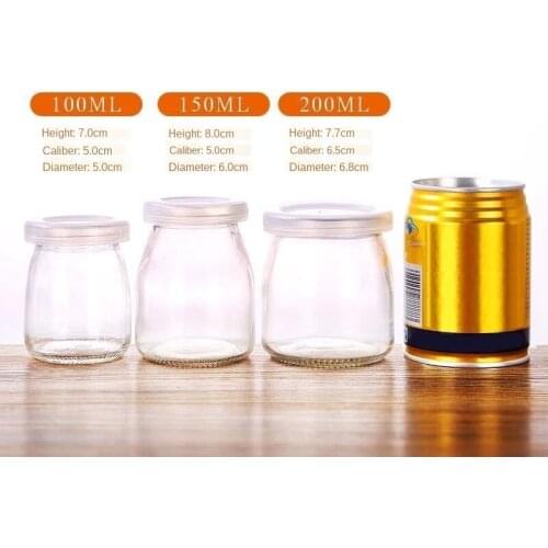 6PCS Wish Bottle Mini Yogurt Pudding Bottle Glass Jar Milk Jelly Bottle Baking Pan Food Storage Container 100ML/ 150ML/200ML