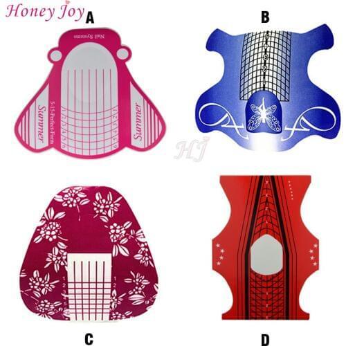 60pcs/pack Professional 4 Design Nail Form Tips Nail Art Guide Form Acrylic Tip Gel Extension Sticker Nail Polish Curl Form
