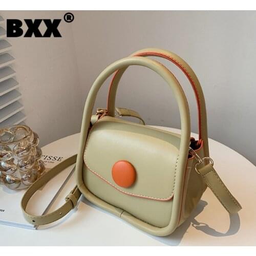 [BXX] Simple Solid Color PU Leather Crossbody Bags For Women 2021 Summer Branded Shoulder Bag Trending Luxury Hand Bag HS675