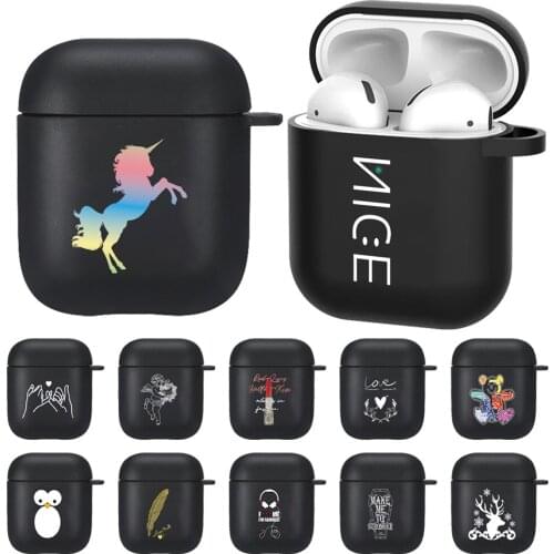 For Apple Airpods 1/2 Simple Style Earphone Case - Silicone Matte Black Wireless Bluetooth Protect Cover Headphone Accessories