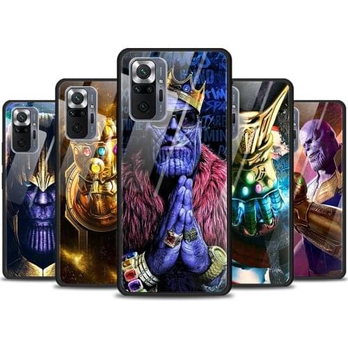 Thanos marvel hero for Xiaomi Redmi Note 10 Pro Max 10S 9T 9S 9 8T 8 7 Pro 5G Luxury Tempered Glass Phone Case Cover