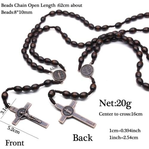 Jesus Wooden Prayer Beads Catholic Religious Wall Rosary Necklace Jewelry Gifts QX2E