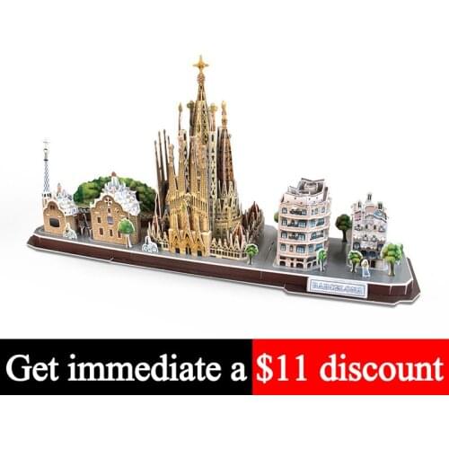 No-glue Pre-cut Barcelona Spain Handmade House 3D Paper Model Puzzle Papercraft DIY Construction Kids Adult Craft Toys MC256h