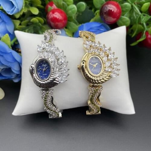 Herhome Qualtiy AAA Zircon Elements Leaf Austrian Crystal Bracelet Watch for Wedding Party Fashion Jewelry Made with Wholesale