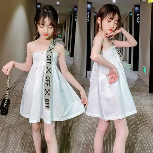 Girls Strapless Tube Top Strap Dress 2021 Girls Dress Summer New Childrens Dress Princess Party Birthday Dress