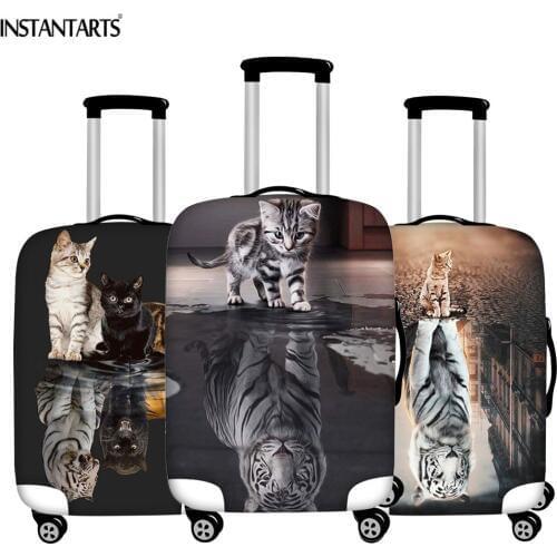 INSTANTARTS Cat Reflection Tiger Suitcase Protective Covers Waterproof Dust Rain Unisex Luggage Case Cover Apply to 18-30 Inch