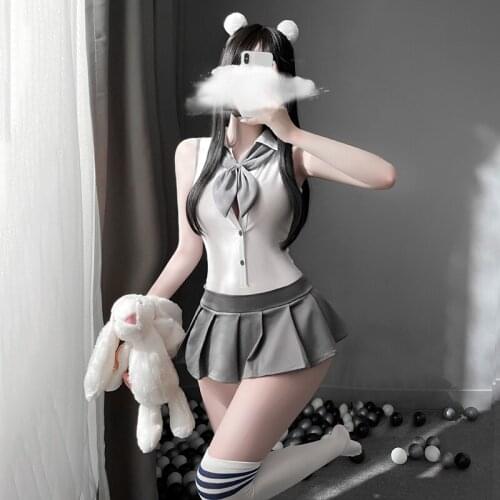 Jpanese Kawaii Sexy Jk Uniform Lolita School Girl Cosplay Costumes Sexy Open Crotch Bodysuit Mini Skirt Anime Sailor Outfits