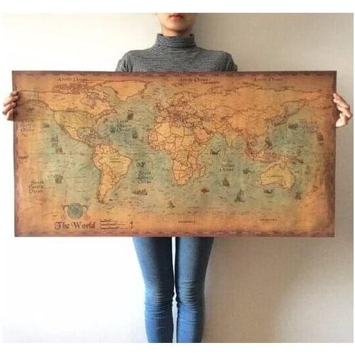World Map Vintage Journal Poster Retro World Globe Map Personalized Atlas Poster Decoration For Office School Maps