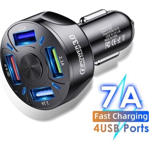Kebidu 4 Ports USB Car Charge 12V 24V 48W Quick 7A Fast Charging For iPhone 11 Xiaomi Huawei Mobile Phone Charger Adapter in Car
