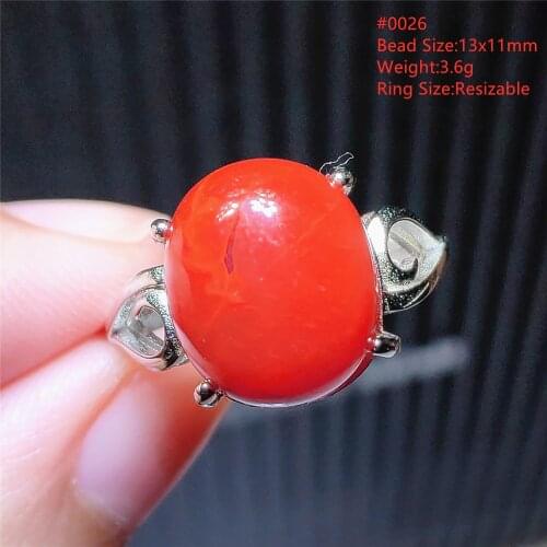 Genuine Natural Red South Agate Gemstone Adjustable Ring 13x9mm Oval 925 Sterling Silver Fashion Stone Bead AAAAA