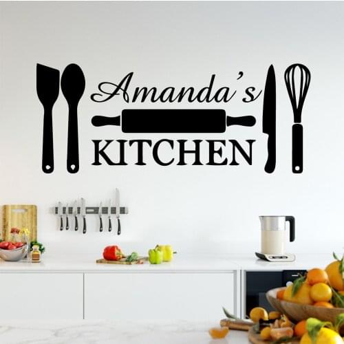 Creative Custom Name Kitchen Vinyl Art Wall Stickers For Kitchen Home Decoration Wall Art Decal Sticker Mural Wallpaper Decor