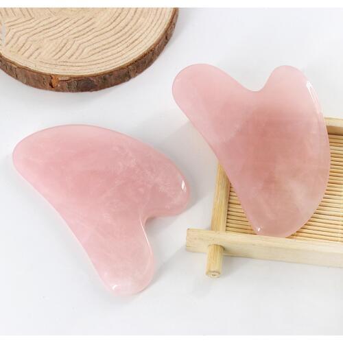 Rose Quartz SPA Facial Skin Care Massager Back Scraping Plate Acupuncture Face Massage Gua Sha Board Beeswax Scrape Therapy