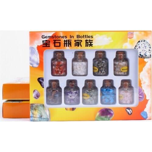 Mini Bottled Mineral Specimen Natural Stones Crystal Semi-precious Gemstone Wishing Bottle Box-packed hot