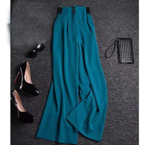 2021 News Straight Pants Popular Loose Full Length Chiffon Fashion High Waist Wide Leg Pants Autumn Womens Wear Korean Summer
