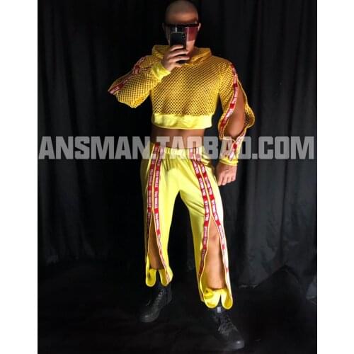 Bar nightclub men and women gogo clothing sexy night ds street fashion hip-hop yellow ribbon costumes new