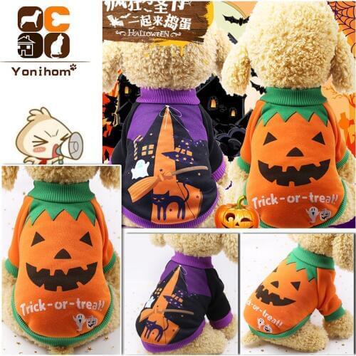 Halloween Dog Clothes Winter Coat Pet Dog Clothing Halloween Pumpkin Witch Dog Outfit Halloween Puppy Chihuahua Clothes Sweater