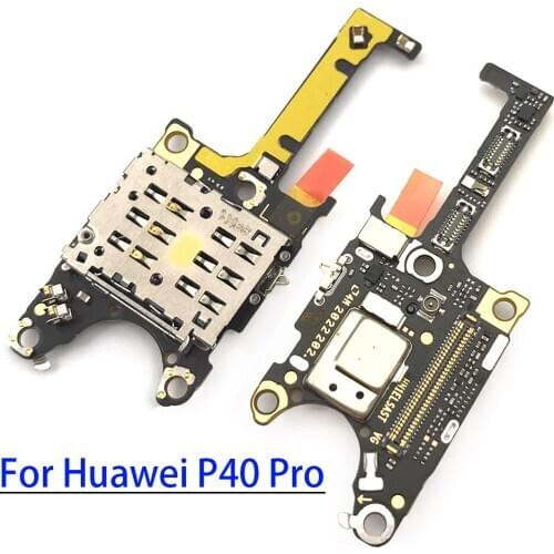 Original SIM Card Reader Holder Slot Connector Board Flex Cable With Microphone For Huawei P40 Pro Replacement Part