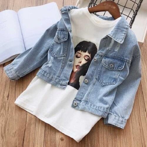 Autumn Children Denim Jackets Boys Trench Jean Jackets Cartoon Style Girls Kids Clothing Baby Coat Casual Outerwear Windbreaker