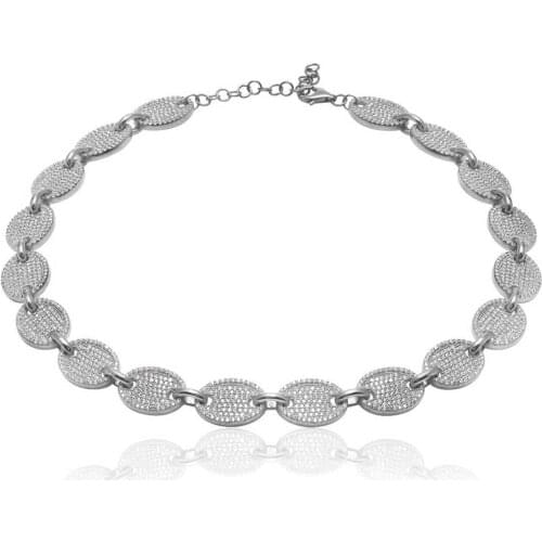 Silver White Stone Row Ellipse Choker Necklace, best present options for Your Loved Ones
