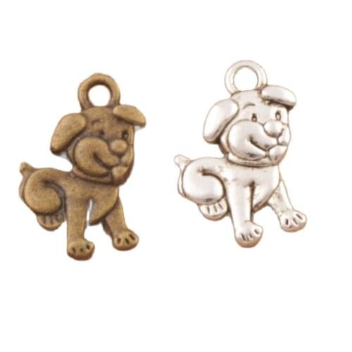 Tummy Dog Spacer Charm Beads Pendants 11.5x16.8mm 35pcs Zinc Alloy Bronze Jewelry DIY L116