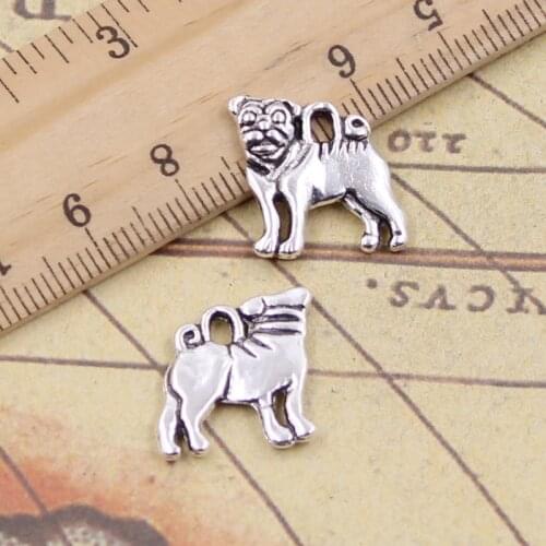 25pcs Charms Dog 16x15mm Antique Silver Pendants Making DIY Handmade Tibetan Silver Finding Jewelry For Bracelet